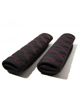 Μαξιλάρι ζώνης από μαύρο τεχνόδερμα και κόκκινες ραφές ,2 τεμάχια