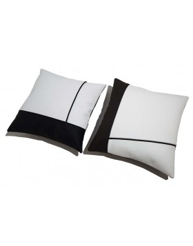 Μαξιλάρια καναπέ από τεχνόδερμα άριστης ποιότητας σε συνδυασμό άσπρου-καφέ και άσπρου μαύρου, 1 τεμάχιο